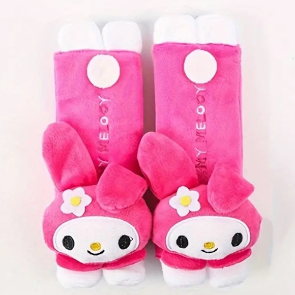 Sanrio MY MELODY Plush Car Seat Belt Extended Comfort Shoulder Pads - Picture 2 of 6